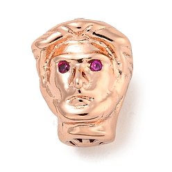Roségold Messing Micro Pavé Kamelie Zirkonia Perlen, Mann, Roségold, 12x9.5x10 mm, Bohrung: 1.2 mm