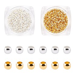 Golden & Silver ARRICRAFT Brass Crimp Beads, Rondelle, Golden & Silver, 2x1mm, Hole: 1mm, about 1000pcs/box, 2boxes/set