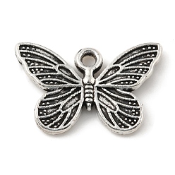 Antique Silver Alloy Pendants, Tibetan Style, Butterfly, Antique Silver, 10.5x16x1.5mm, Hole: 1.4mm