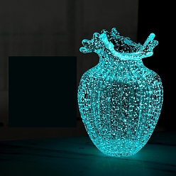 Clear Luminous Glass Vase Ornaments, Glow in the Dark for Living Room Bedroom Decoration, Clear, 55~145x210mm