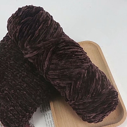 Coconut Brown Wool Chenille Yarn, Velvet Hand Knitting Threads, for Baby Sweater Scarf Fabric Needlework Craft, Coconut Brown, 3mm, about 87.49 Yards(80m)/Skein