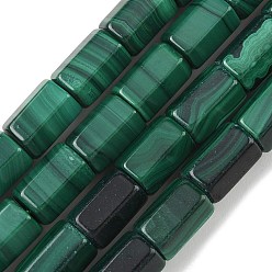 Малахит Природного малахита бисер нитей, шестиугольник призма, 12x9x9 мм, отверстие : 0.81 мм, около 16 шт / нитка, 7.68'' (19.5 см)