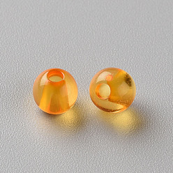 Orange Transparent Acrylic Beads, Round, Orange, 6x5mm, Hole: 1.8mm, about 4400pcs/500g