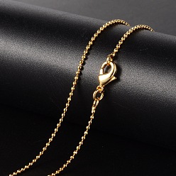 Golden Brass Necklaces, Ball Chain, Faceted, with Lobster Clasp, Golden, 18.11 inch(46cm), 1.2mm