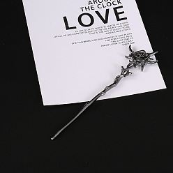 Античное Серебро Палочки для волос из сплава, аксессуары для волос для женщин и девочек, роза, античное серебро, 155x30 мм