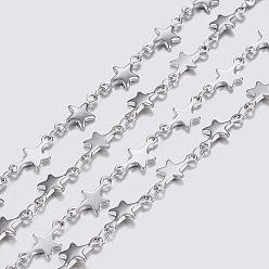 Stainless Steel Color 304 Stainless Steel Chains, Star Link Chains, Soldered, Stainless Steel Color, 12x6x1mm
