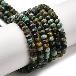 Африканский Бирюза(яшма) Бусы натуральная африканская бирюза (яшма), граненые, рондель, 5x3 мм, отверстие : 0.8 мм, около 125 шт / нитка, 14.96 дюйм (38 см)