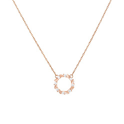 Rose Gold Ring Cubic Zirconia Pendant Necklaces, 925 Sterling Silver Necklace, Rose Gold, 15.75 inch(40cm)
