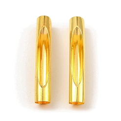Golden Brass Tube Beads, Hollow Curved Tube, Golden, 32x5mm, Hole: 4.5mm