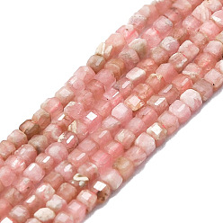 Rhodochrosite Natural Rhodochrosite Beads Strands, Faceted, Cube, 2x2x2mm, Hole: 0.6mm, about 182pcs/strand, 15.16''~15.55''(38.5~39.5cm)