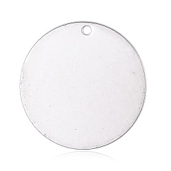 Stainless Steel Color 201 Stainless Steel Pendants, Stamping Blank Tag, Flat Round, Stainless Steel Color, 25x1mm, Hole: 1mm