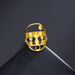 Золотой Регулируемые кольца из нержавеющей стали для кошек, украшения для унисекс, золотые, 25 мм, внутренний диаметр: регулируемый