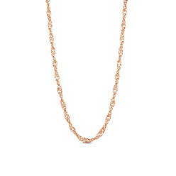 Rose Gold SHEGRACE 925 Sterling Silver Chain Necklaces, with S925 Stamp, Rose Gold, 17.7 inch(45cm)0.8mm