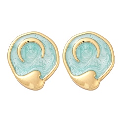 Аква 304 серьги из нержавеющей стали эмаль, луна с сердцем, реальный 18 k позолоченный, вакуумное покрытие pvd, вода, 20x17.5 мм