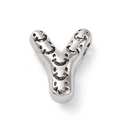 Letter Y Латунные подвески, стойки покрытие, долговечный, без кадмия и без свинца, подвески с полыми буквами, Письмо Y, 23x18.5x9 мм, отверстие : 4.7x3 мм