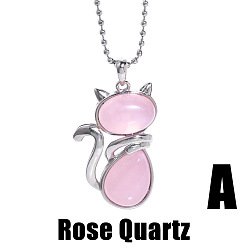 А Милое и милое колье-кошка-бабочка с розовым кристаллом для элегантного образа