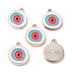 Белый Ccb пластиковые эмалевые подвески, плоские круглые с сглаза, белые, 17.5~18x15x2.5 мм, отверстие : 1.5 мм