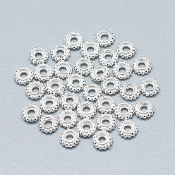 Silver 925 Sterling Silver Granulated Spacer Beads, Silver, 5x1.5mm, Hole: 1.5mm
