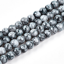 Светлый Стально-синий Выпечка окрашенные стеклянные бусины, круглые, светло-стальной синий, 4~4.5 мм, отверстие : 0.8 мм