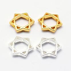 Mixed Color Long-Lasting Plated Alloy Bead Frame, for Jewish, Star of David, Mixed Color, 11x11x2.5mm, Hole: 1mm