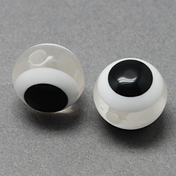 Clear Round Evil Eye Resin Beads, Clear, 8x7mm, Hole: 1.8~2mm
