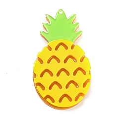 Pineapple Opaque Resin Pendants, Imitation Food & Fruit Charms, Pineapple, 49.5x28x4mm, Hole: 1.4mm