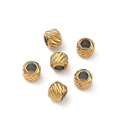 Column 304 из нержавеющей стали бусы, ионное покрытие (ip), долговечный, стойки покрытие, реальный 18 k позолоченный, витая колонна, 4x3.5 мм, отверстие : 1.8 мм