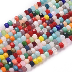 Mixed Color Imitation Jade Glass Beads Strands, Faceted, Rondelle, Mixed Color, 3.5x3mm, Hole: 0.7mm, about 144pcs/Strand, 14.96''(38cm)