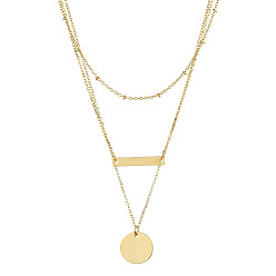 Coin Three-Piece Set - Gold-Plated NK5112-00-04 Butterfly Pendant Triple Layer Necklace Bar Satellite Chain Cross Lock Charm