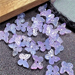 Lilac Gradual Transparent Czech Glass Beads, Butterfly, Lilac, 11mm, Hole: 1.8mm
