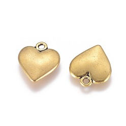 Antique Golden Tibetan Style Alloy Charms, Heart, Lead Free and Cadmium Free, Antique Golden, 16x14x2mm, Hole: 1mm