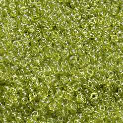 Зелено-Желтый Fgb 6/0 круглый стеклянный бисер класса А, прозрачные цвета lustered, зеленый желтый, 6/0, 4x3 мм, отверстие : 1 мм, Около 4500 шт / фунт
