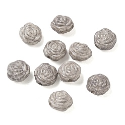 Gray Vintage Handmade Porcelain Beads, Fancy Antique Glazed Porcelain, Rose, Gray, 11x11x8mm, Hole: 1.8mm