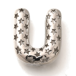 Letter U Полые медные подвески, стойки покрытие, долговечный, без кадмия и без свинца, письмо амулеты, Буква U, 22x18.5x7.5 мм, отверстие : 4.7x3 мм