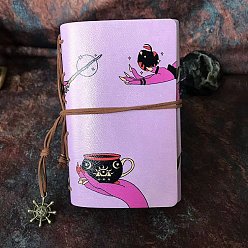 Tableware PU Imitation Leather Notebooks, Travel Journals, with Paper Booklet & PVC Pocket, Witchcraft Supplies, Cup, 150x104x15mm