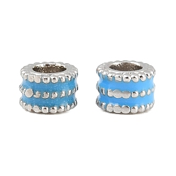 Blau Messing Perlen, Kolumne, mit Emaille, cadmiumfrei und bleifrei, Gestell, langlebig überzogen, echt 18 k vergoldet, Blau, 6x4 mm, Bohrung: 3 mm