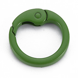 Green Spray Painted Alloy Spring Gate Rings, Cadmium Free & Nickel Free & Lead Free, O Rings, Green, 25x4mm, Hole: 19mm