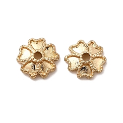 Матовый Золотой Цвет Цветок латуни крышки шарика, стойки покрытие, без кадмия, без никеля и без свинца, долговечный, матовый золотой цвет, 9x8.5x2.5 мм, отверстие : 1.5 мм