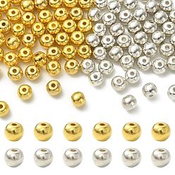 Golden & Silver 100Pcs 2 Colors Alloy Beads, Round, Golden & Silver, 6x6x5mm, Hole: 1.5mm, 50pcs/color