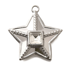 Кристалл 304 подвески из нержавеющей стали, со стразами, цвет нержавеющей стали, звезда, кристалл, 26x24.5x6 мм, отверстие : 2 мм