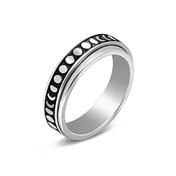 Moon Stainless Steel Rotating Finger Ring, Fidget Spinner Ring for Calming Worry Meditation, Moon, US Size 7(17.3mm)