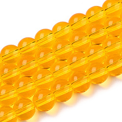Gold Transparent Glass Beads Strands, Round, Gold, 6~6.5mm, Hole: 1.4mm, about 67~70pcs/strand, 14.76 inch~15.16 inch(37.5~38.5cm)