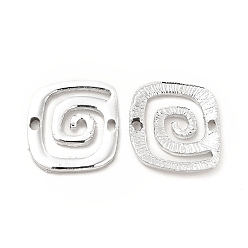 Platinum Alloy Connector Charms, Square Links with Vortex, Nickel, Platinum, 16x17.5x2mm, Hole: 2x1mm