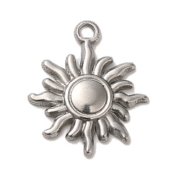 Stainless Steel Color 304 Stainless Steel Pendants, Sun Charms, Stainless Steel Color, 20x17x2mm, Hole: 1.8mm