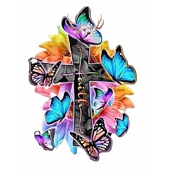 Butterfly DIY Cross Theme Diamond Painting Kits, Including Canvas, Resin Rhinestones, Diamond Sticky Pen, Tray Plate and Glue Clay, Butterfly Pattern, 400x300mm