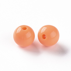 Coral Opaque Acrylic Beads, Round, Coral, 12x11mm, Hole: 1.8mm, about 566pcs/500g