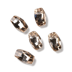 Juicy Peach K9 Glass Rhinestone Cabochons, Pointed Back & Back Plated, Rectangle, Juicy Peach, 10x5.5x3mm