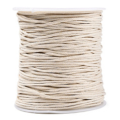Old Lace Waxed Cotton Thread Cords, Light Goldenrod Yellow, 1mm, about 100yards/roll(300 feet/roll)