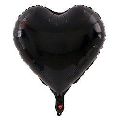Black Heart Aluminum Film Valentine's Day Theme Balloons, for Party Festival Home Decorations, Black, 450mm