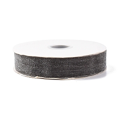 Dark Gray 10 Yards Polyester Velvet Ribbon, Silver Glitter Ribbon, for DIY Jewelry Making, Dark Gray, 1 inch(25~26mm)